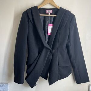 Fran Jane Asymmetric Blazer Black size 14 NWT